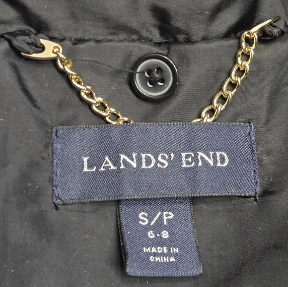 Land's End Black Warm Down Puffer Full Zip with Snaps - Picture 8 of 10